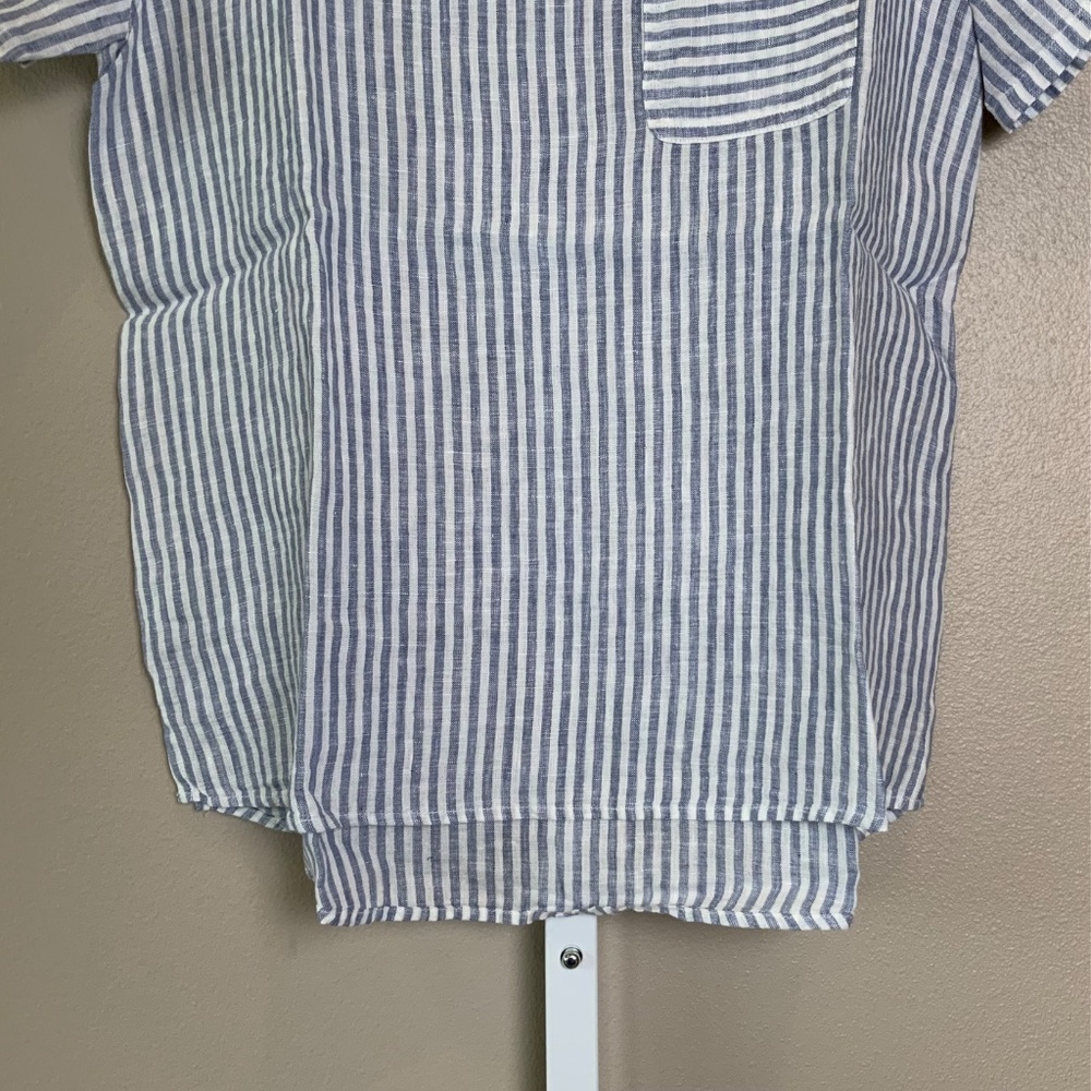 Christian Siriano Striped Short Sleeve Linen Top - Picture 7 of 16